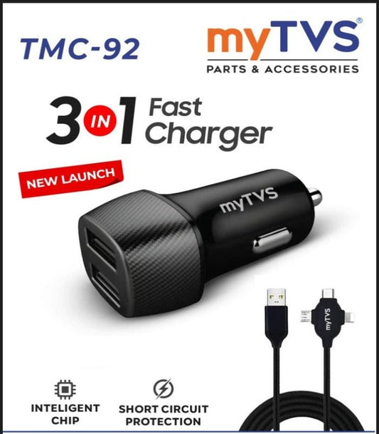 MyTVS TMC-92 5V 2.1A Dual USB Charger With 3in1 Cable