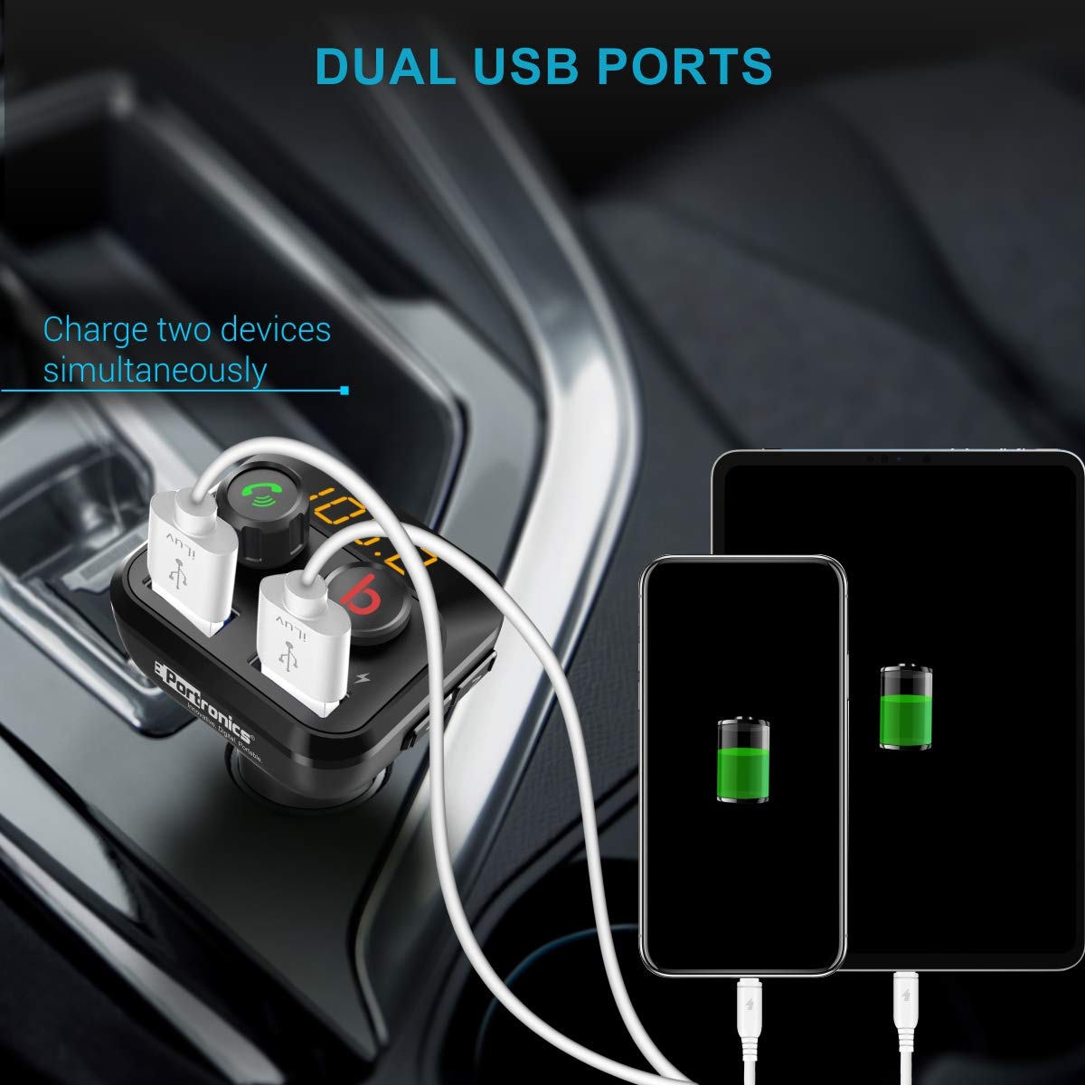Portronics Car Power 5 Car Charger With Dual USB Port (12W) (Black