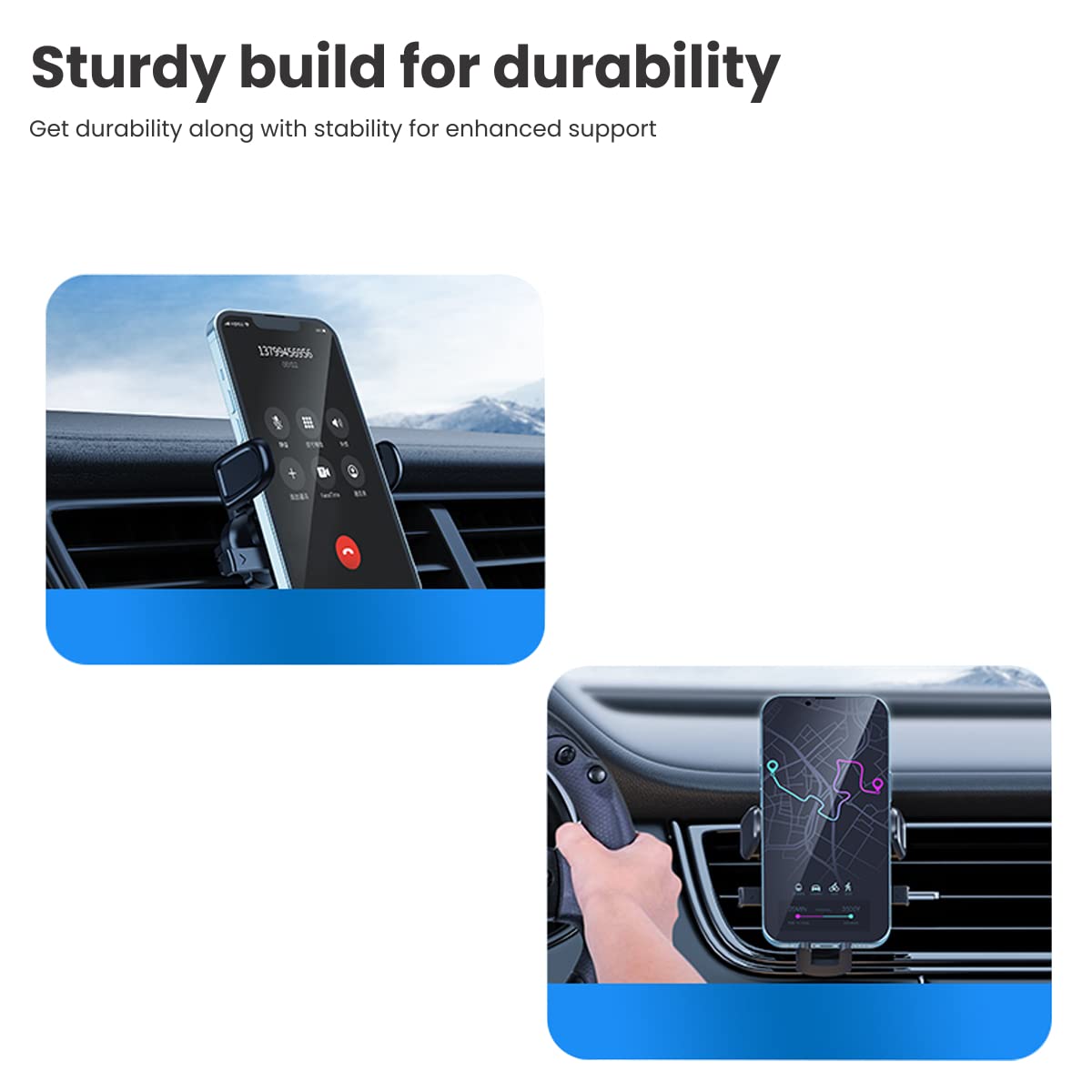 Portronics Clamp Y Adjustable Air Vent Mobile Holder for Car (Black)