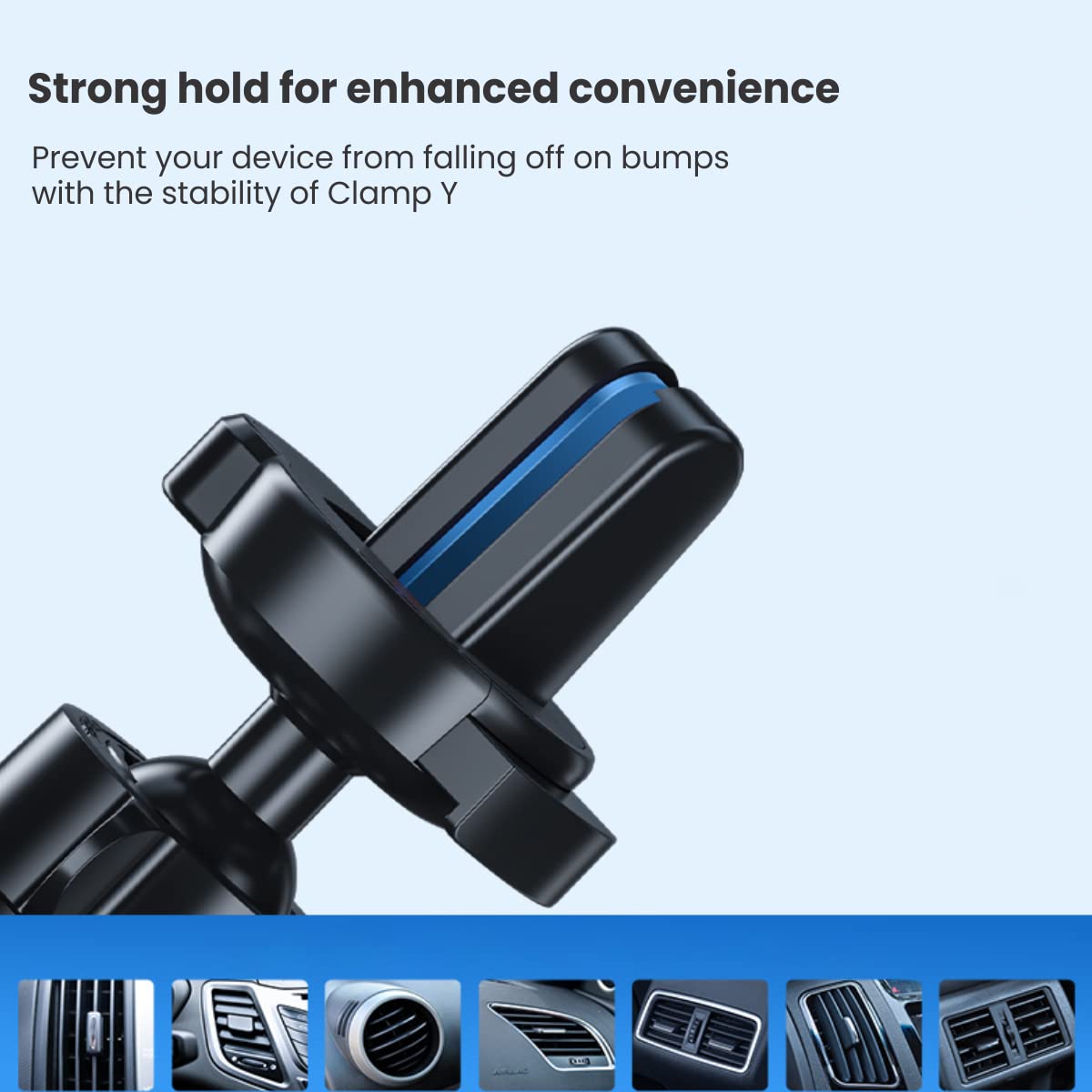 Portronics Clamp Y Adjustable Air Vent Mobile Holder for Car (Black)
