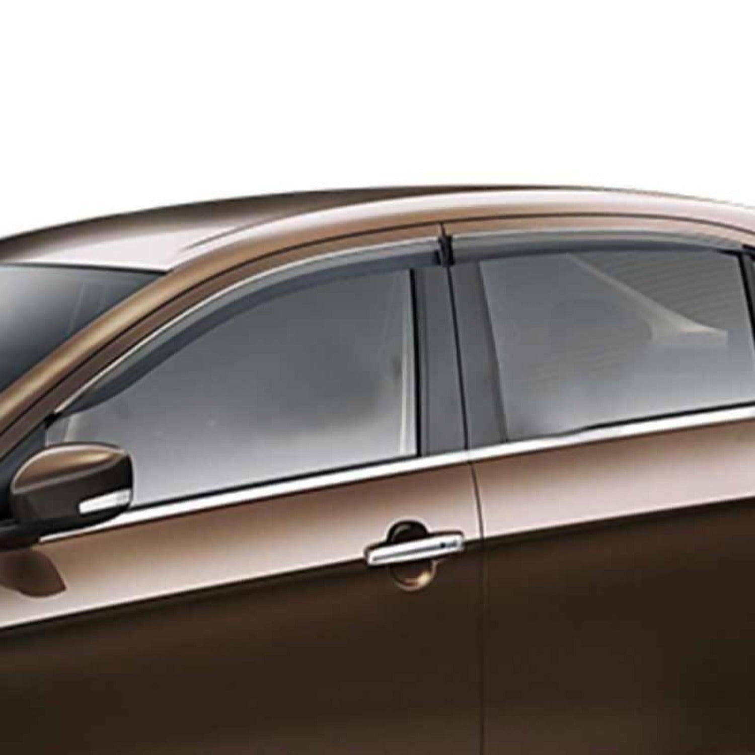 Galio Car Window Door Wind Visor with Silver Chrome Line for Maruti Suzuki Ciaz 2014 Onwards - Autosparz