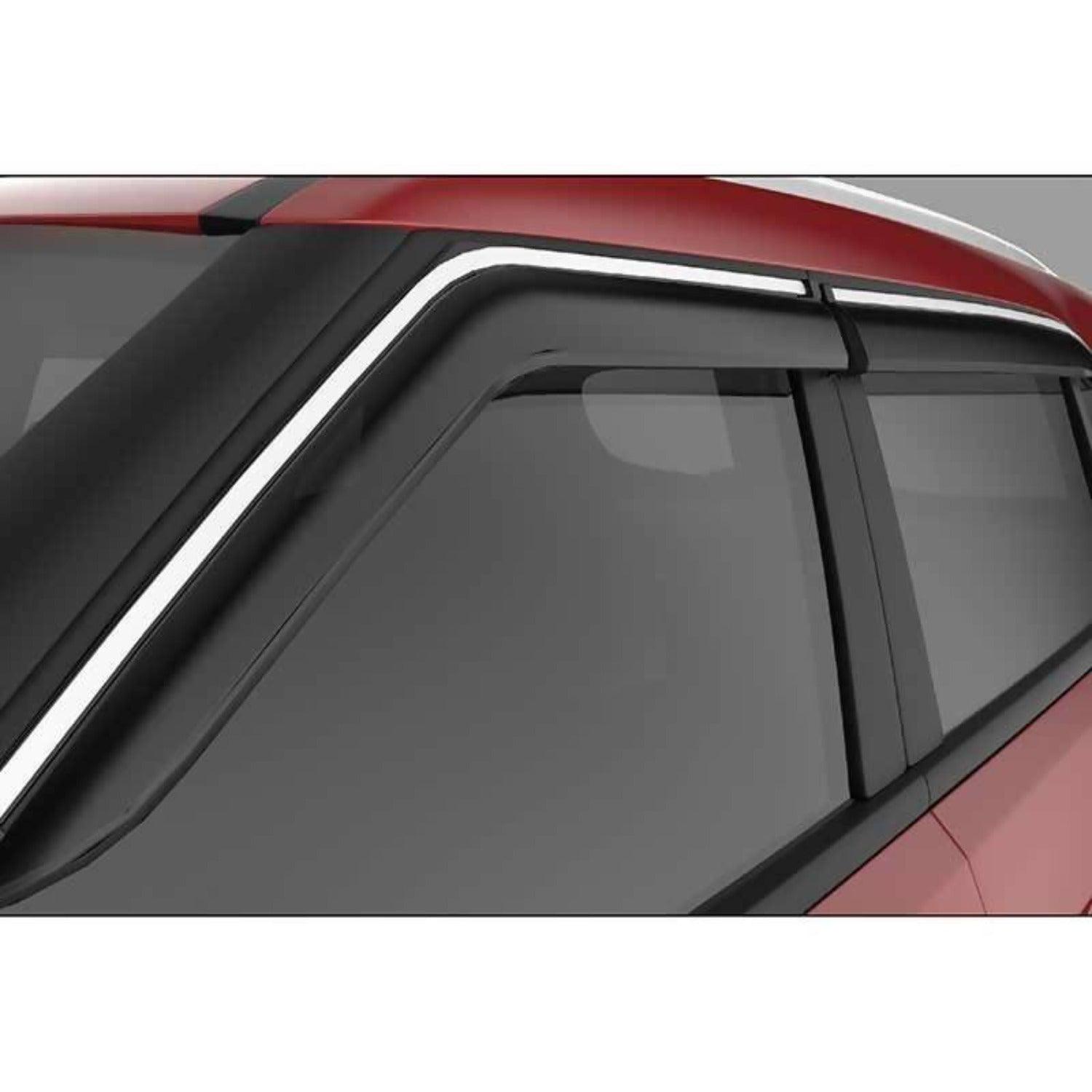 Galio Car Window Door Wind Visor with Silver Chrome Line for Hyundai Creta (2015-2019) 2016-2019 - Autosparz