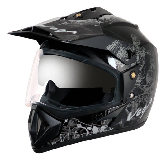Vega Off Road D/V Sketch Black Silver Helmet