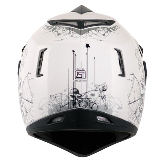 Vega Off Road D/V Sketch White Silver Helmet