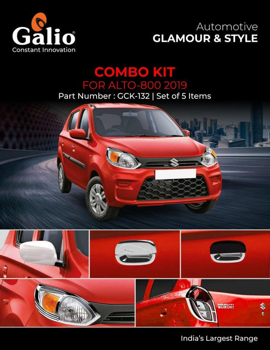 Galio Combo Kit Finish Chrome For Maruti Suzuki Alto 800 (2019 onwards) (Set of 5 items) - Autosparz