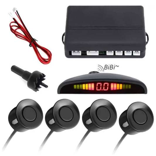 Worldtech Car Reverse Parking Sensor with LED Display, Buzzer and Ultrasonic Reverse Parking Auto Radar Detectors (Set of 4 Pcs) (Black)