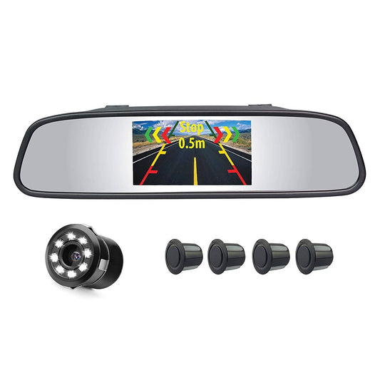 Worldtech WT-TFT471RT Rear View Mirror With Reverse Camera and Parking Sensor System