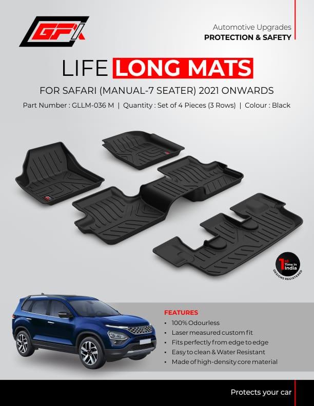 GFX Tata Safari 2021 Onwards Life Long Floor Mats (Set of 4 Pcs) - Autosparz