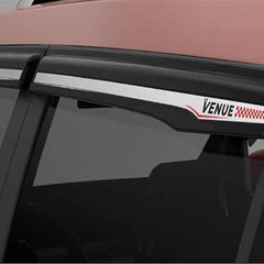 Galio Car Window Door Wind Visor with Silver Chrome Line for Hyundai Venue - Autosparz