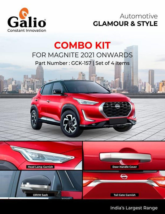 Galio Combo Kit Finish Chrome For Nissan Magnite (2021 onwards) (Set of 4 items) - Autosparz