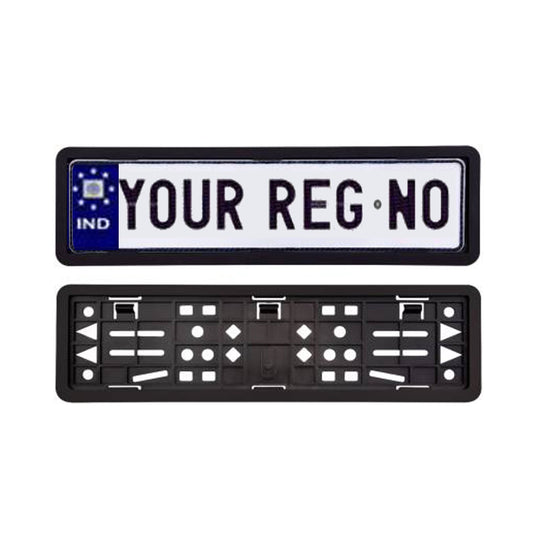 Car Licensed IND Number Plates and Frames (Blue)