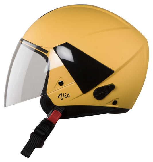 Steel Bird SBH-5 Vic Glossy Moon Yellow Helmet with Clear Visor - Autosparz