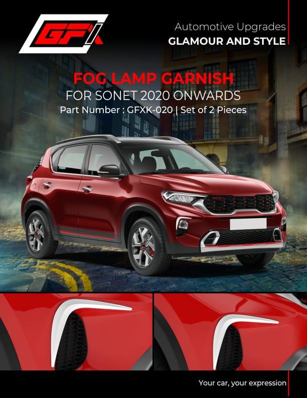 GFX Car Fog Lamp Garnish For Kia Sonet (2020 onwards) (Set of 2 pcs.) - Autosparz