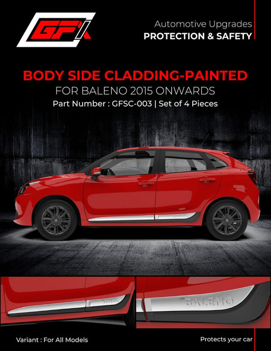 GFX Body Side Cladding-Painted for Maruti Suzuki Baleno (2015 onwards)( Set of 4 pcs) - Autosparz
