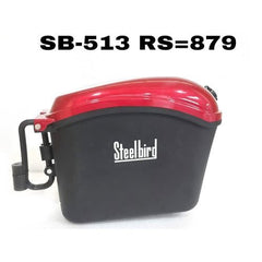 Steelbird SB-513 Universal Luggage Side Box with Helmet Locker and Fitment Clamps (Red & Black)